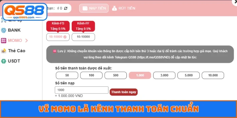 Ví Momo là kênh thanh toán chuẩn
